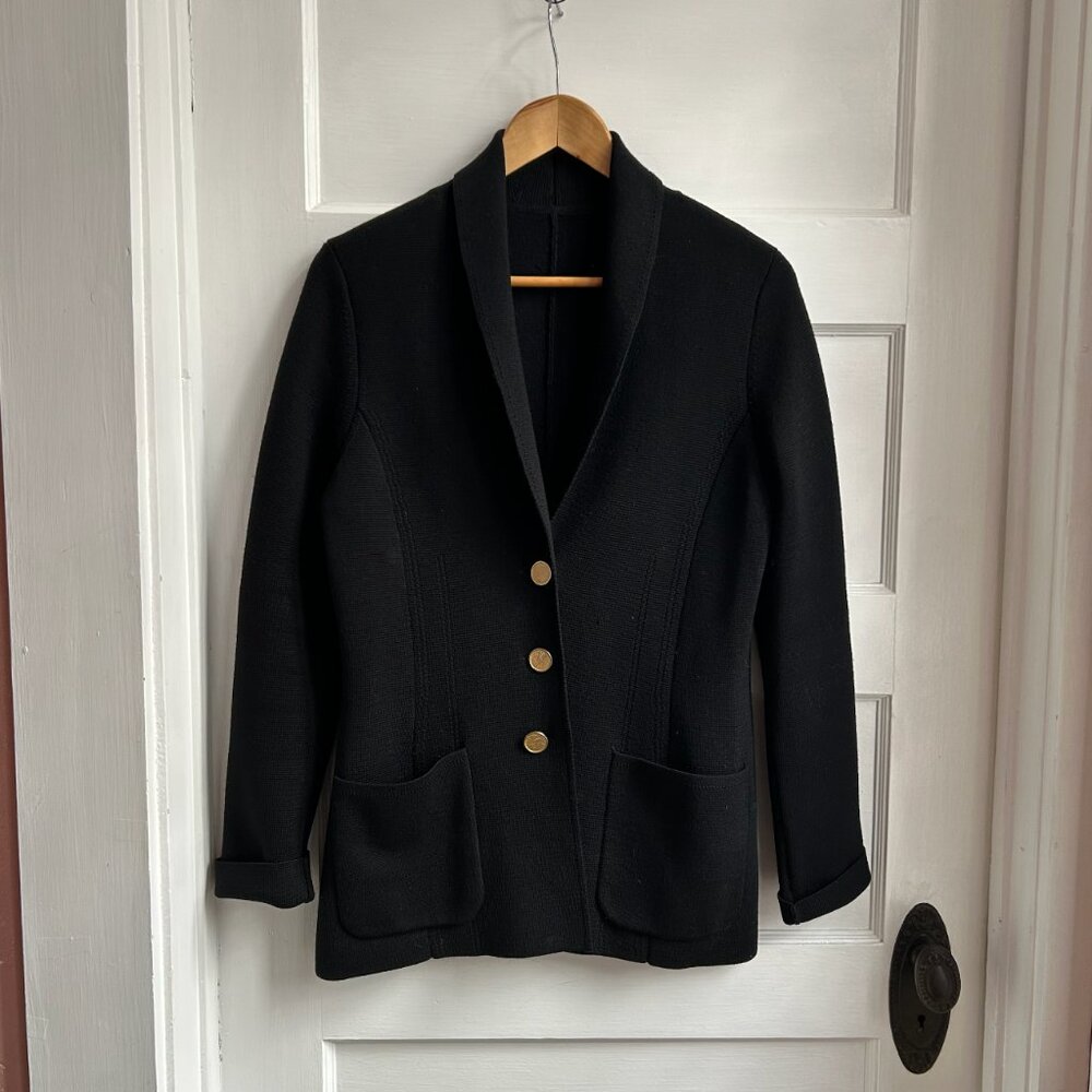 Theory Knit Wool Blazer with gold buttons